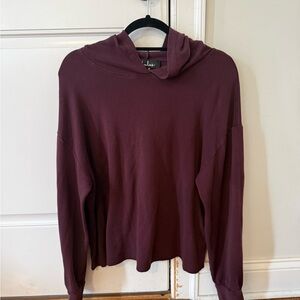Lulu's Plum Long Sleeve Hoodie. Size Medium. Burgundy/Plum